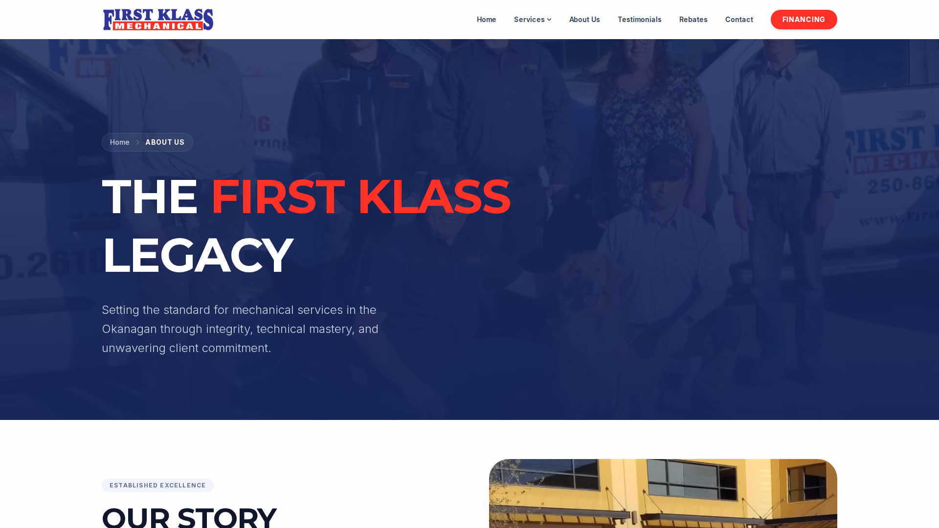 First Klass Mechanical about page (desktop)